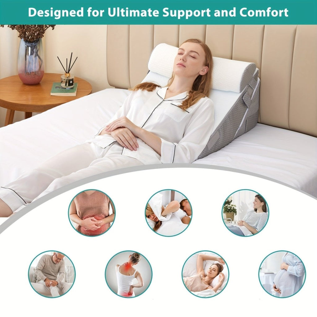 SereniRise Adjustable Memory Foam Wedge Cushion — Gradual Incline Design