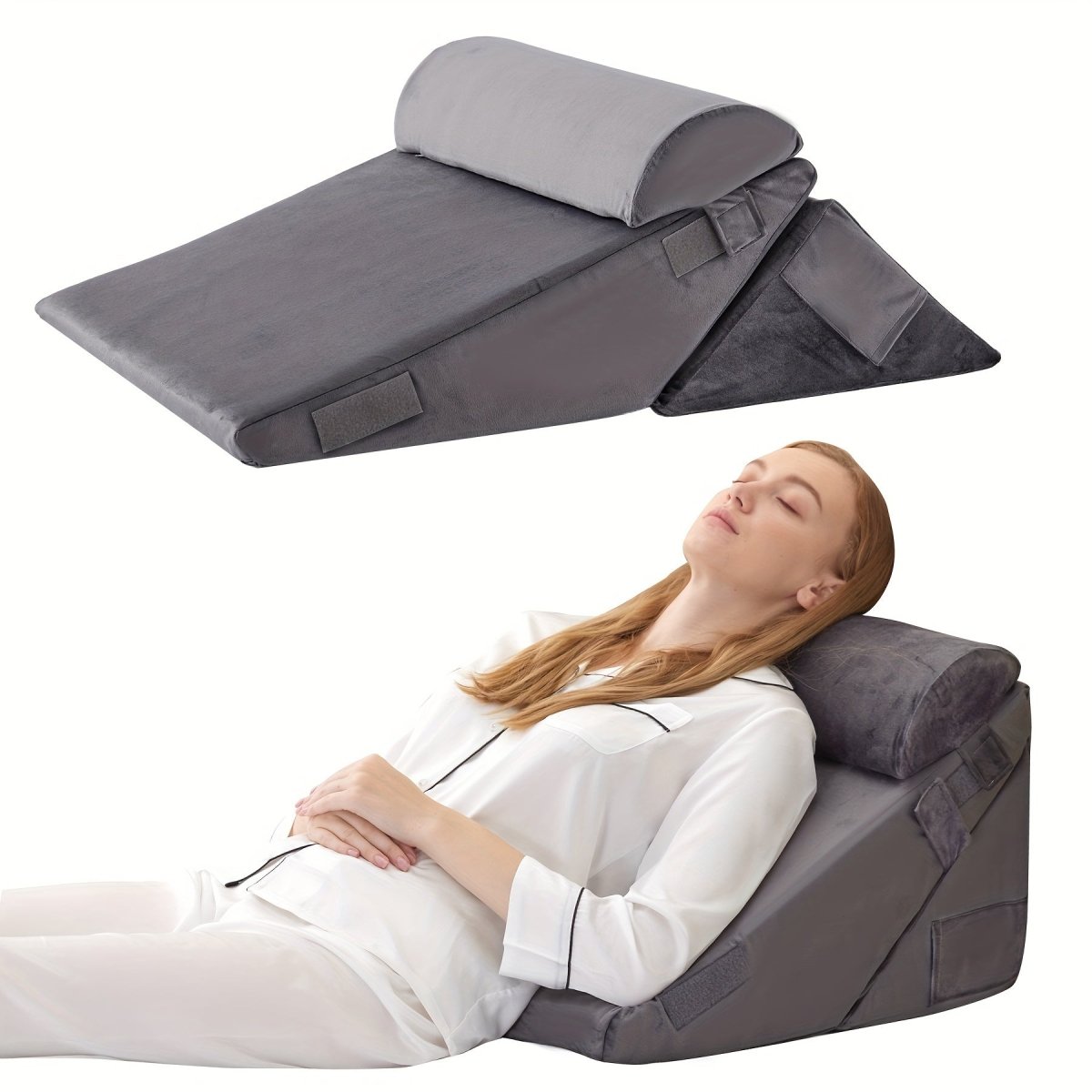 SereniRise Adjustable Memory Foam Wedge Cushion — Gradual Incline Design