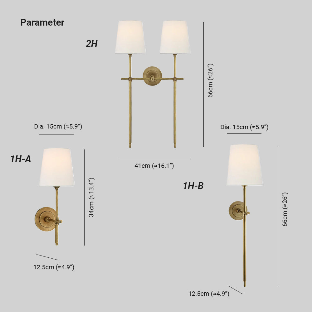 Theodore wandlamp messing stof | ventumra