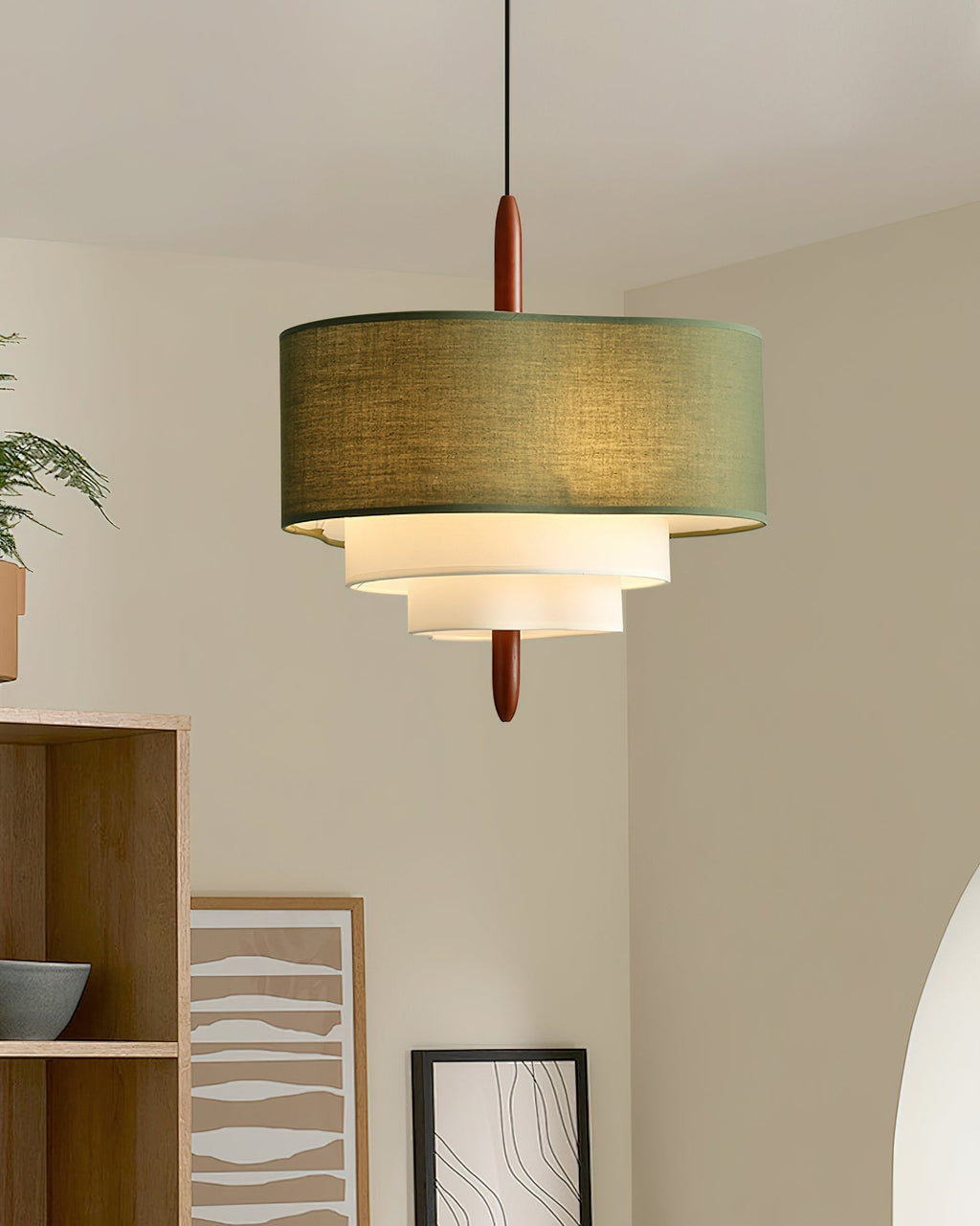 Ophel – zielona lampa wisząca z tkaniny | ventumra