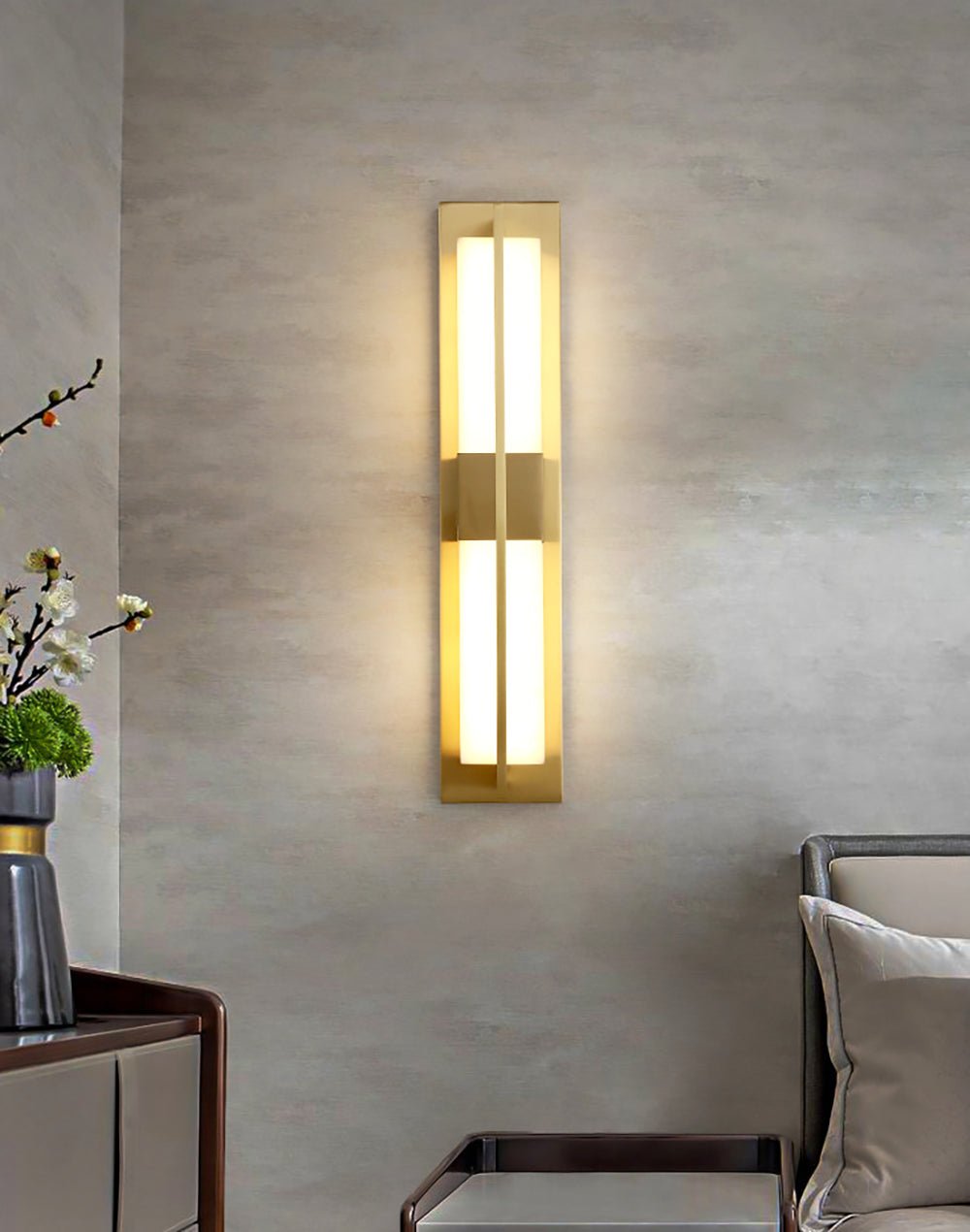Caspian Alabaster Brass Wall Light | ventumra