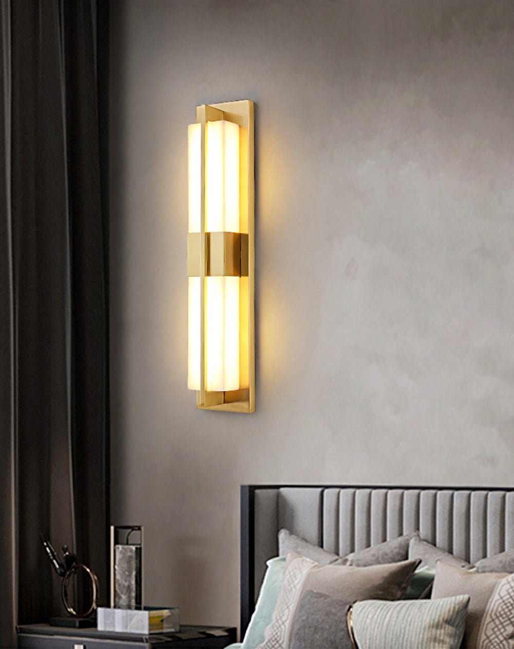 Caspian Alabaster Brass Wall Light | ventumra