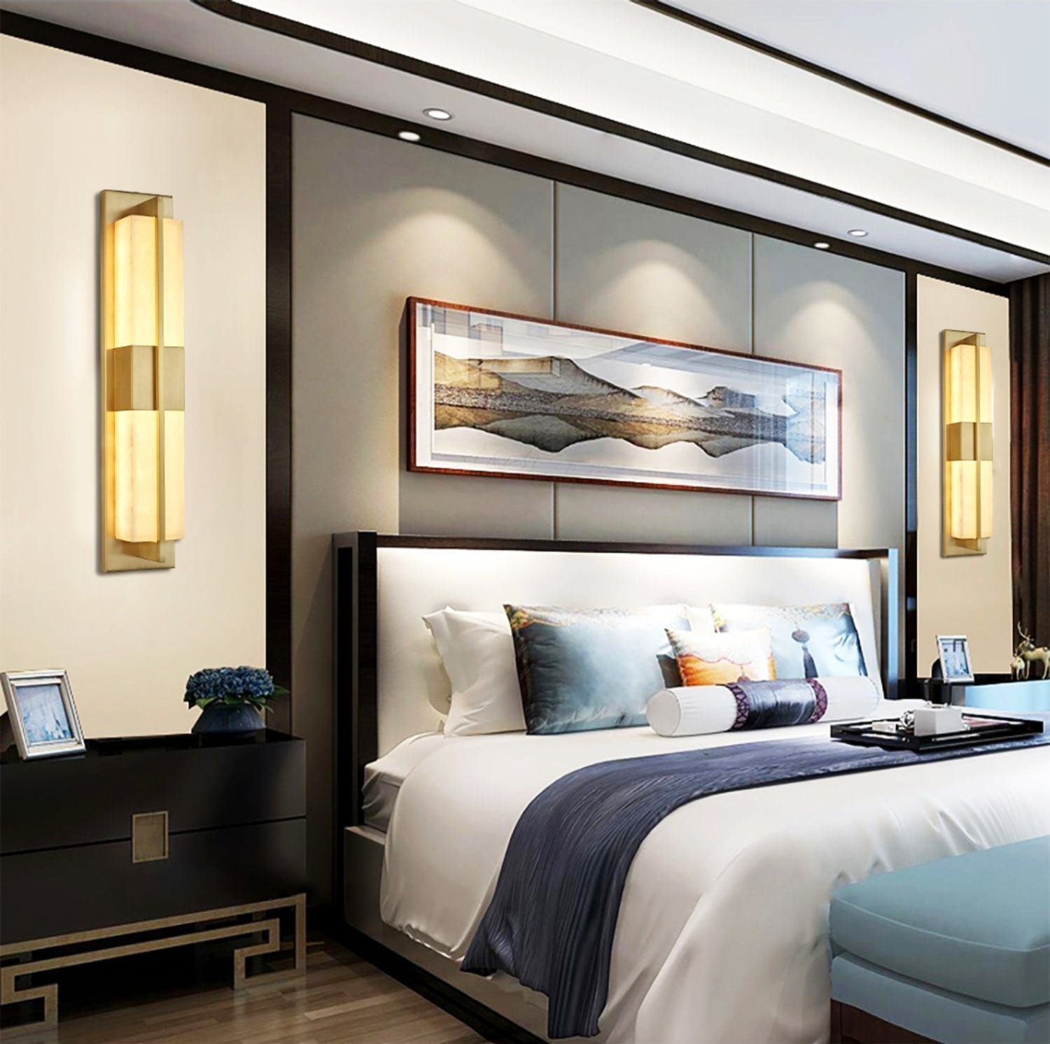 Caspian Alabaster Brass Wall Light | ventumra