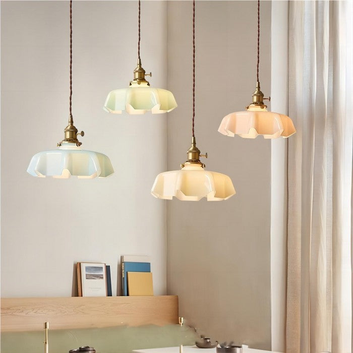 Liora Cream Glass Bloom Pendant Light Nostalgic Glamour