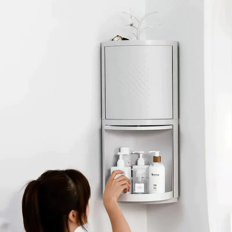 Organizador de baño cuadrado giratorio con cubierta antipolvo