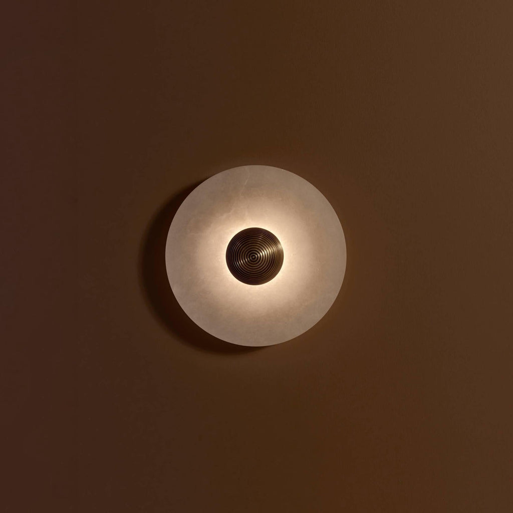 Round Wall Lamp Alabaster Fluted Brass | ventumra