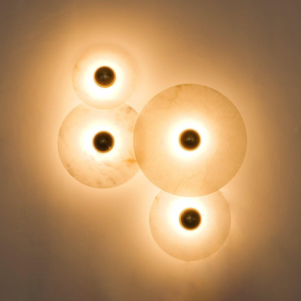 Round Wall Lamp Alabaster Fluted Brass | ventumra