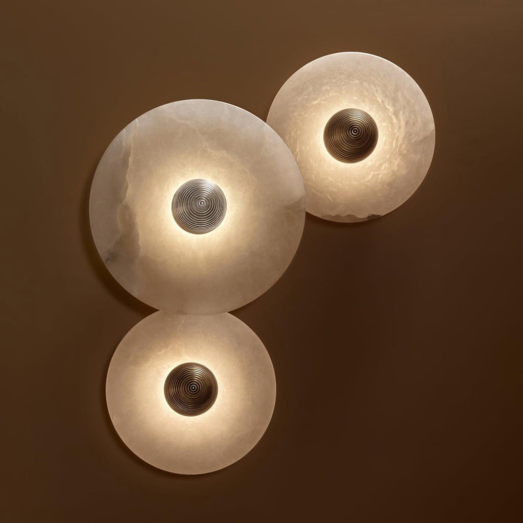 Round Wall Lamp Alabaster Fluted Brass | ventumra