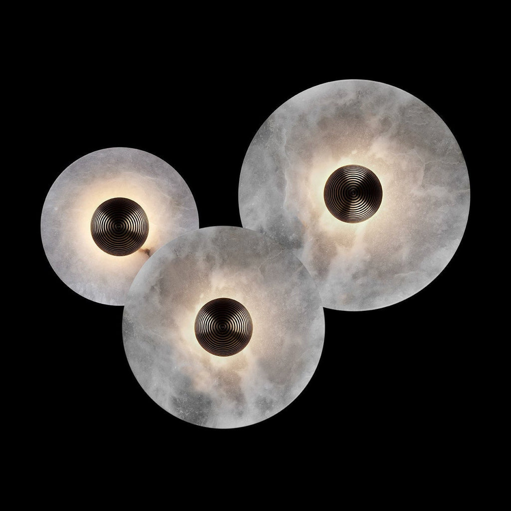 Round Wall Lamp Alabaster Fluted Brass | ventumra