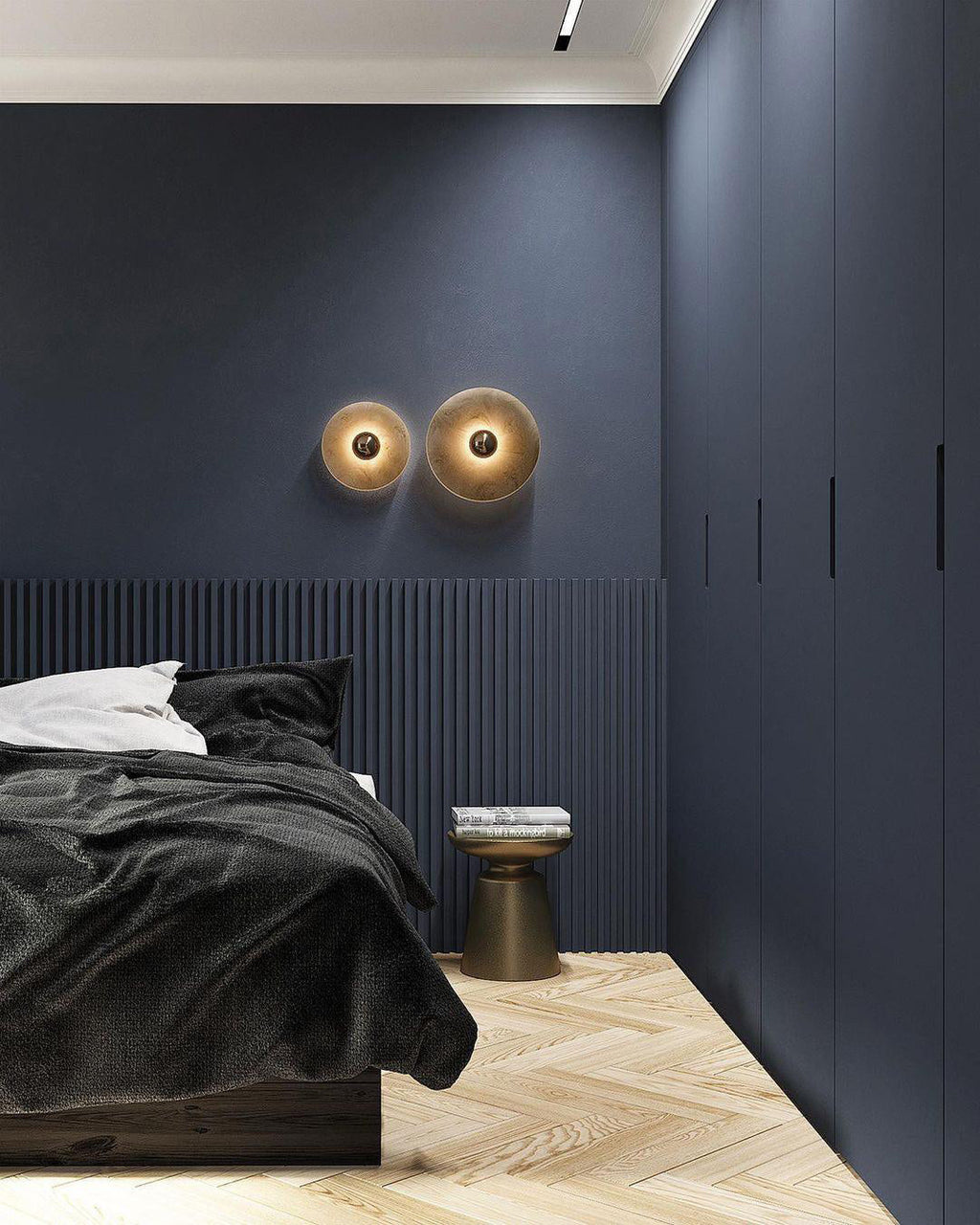 Round Wall Lamp Alabaster Fluted Brass | ventumra