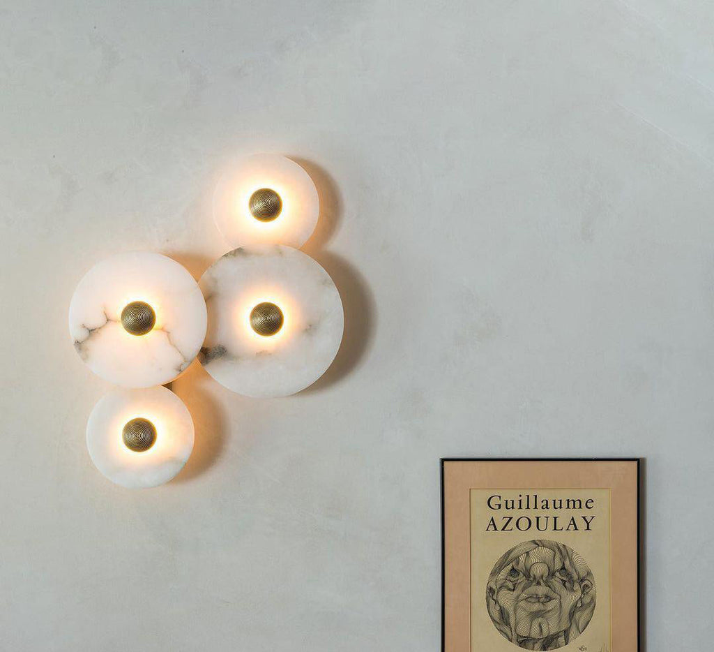 Round Wall Lamp Alabaster Fluted Brass | ventumra