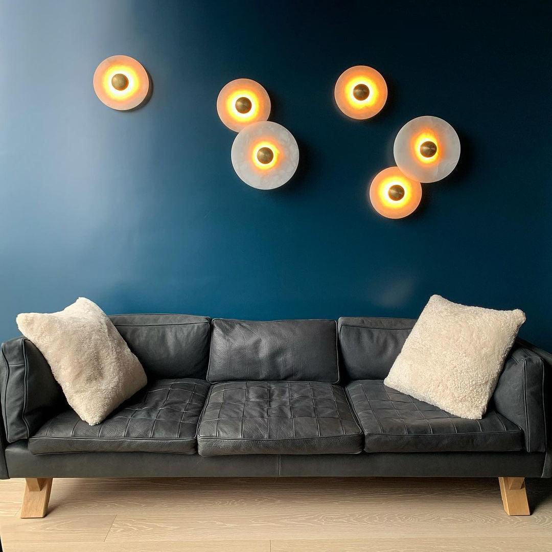 Round Wall Lamp Alabaster Fluted Brass | ventumra