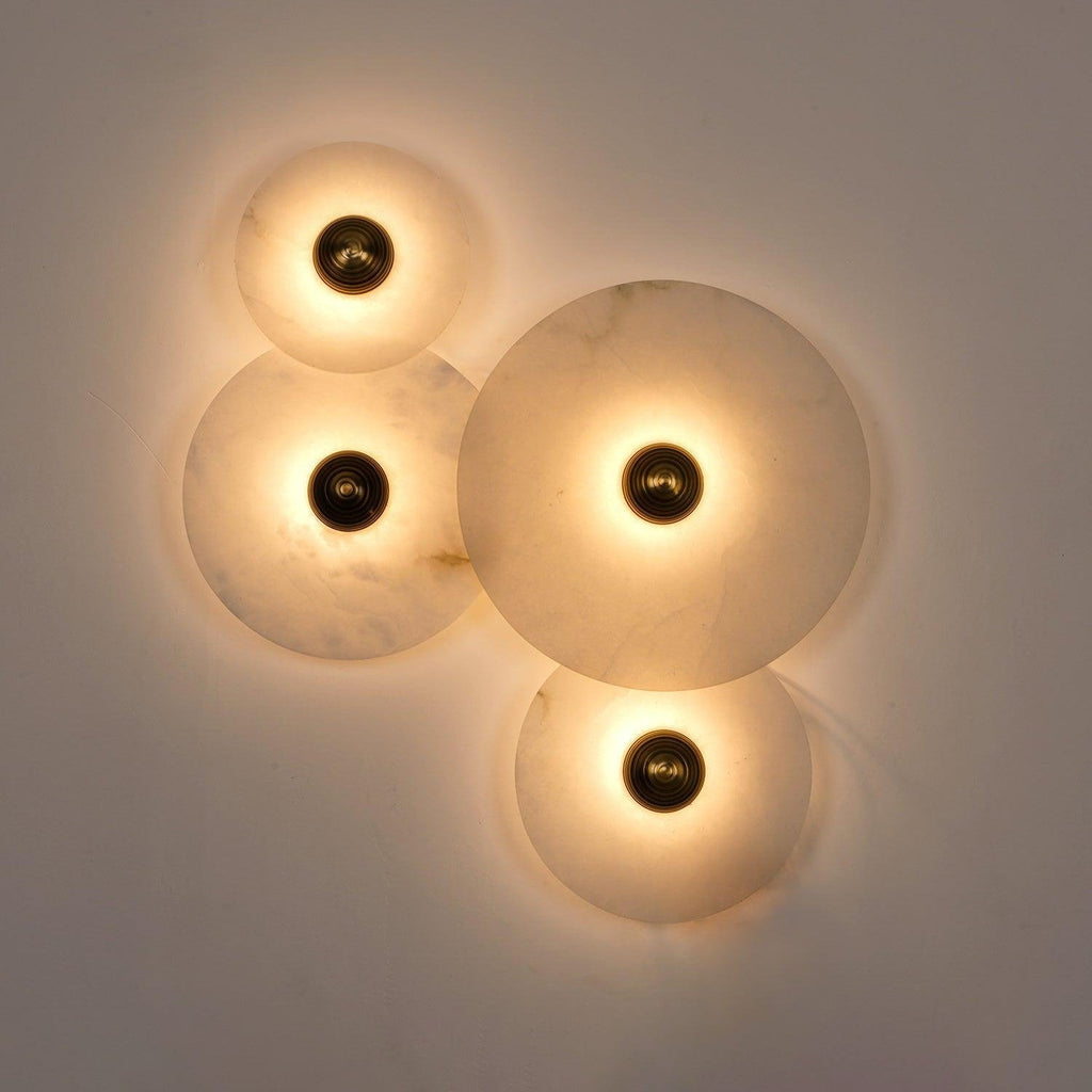 Round Wall Lamp Alabaster Fluted Brass | ventumra