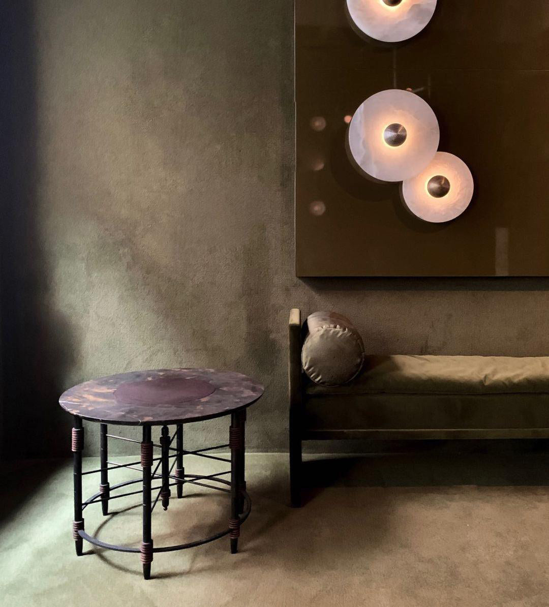 Round Wall Lamp Alabaster Fluted Brass | ventumra