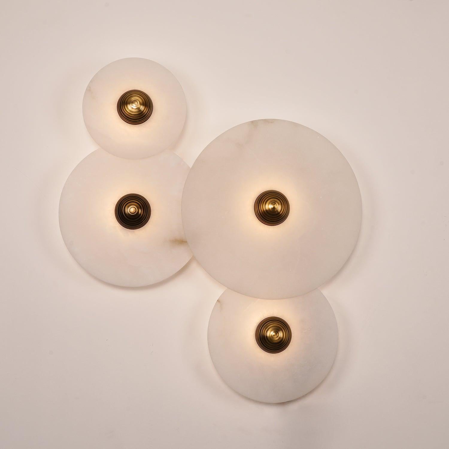Round Wall Lamp Alabaster Fluted Brass | ventumra