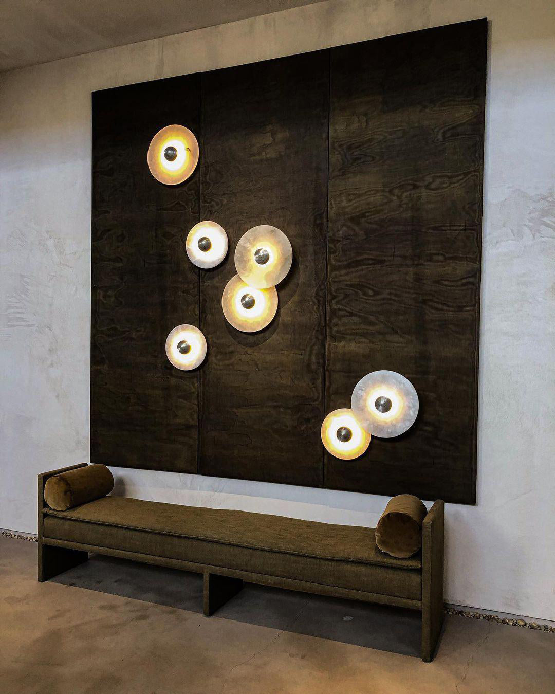 Round Wall Lamp Alabaster Fluted Brass | ventumra