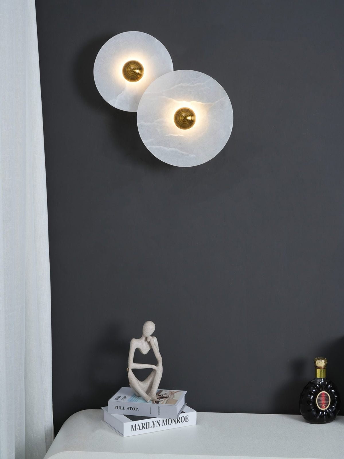 Round Wall Lamp Alabaster Fluted Brass | ventumra