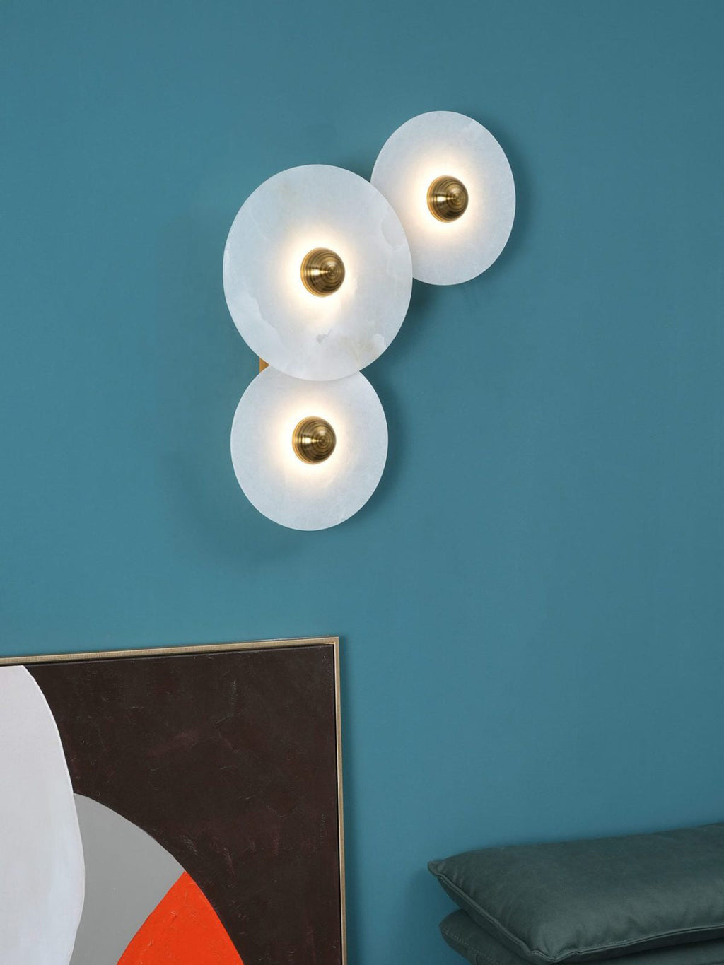 Round Wall Lamp Alabaster Fluted Brass | ventumra