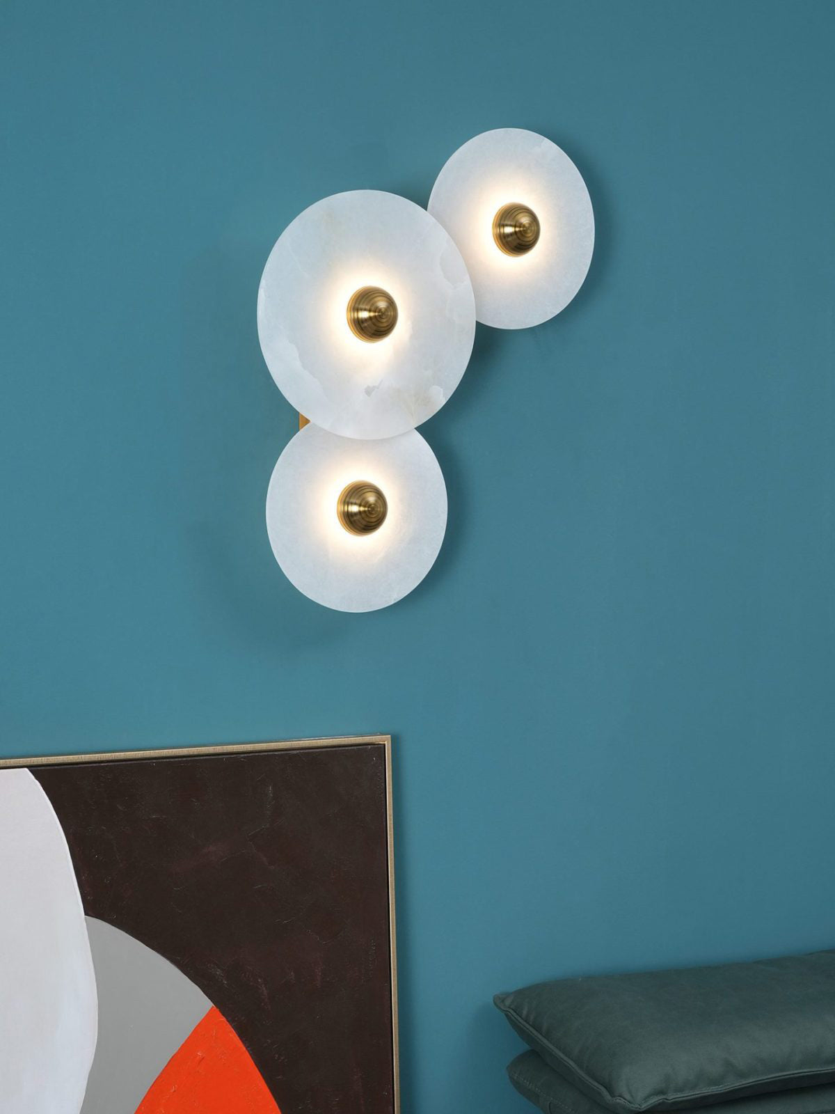 Round Wall Lamp Alabaster Fluted Brass | ventumra