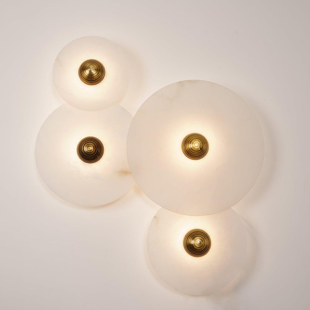Round Wall Lamp Alabaster Fluted Brass | ventumra