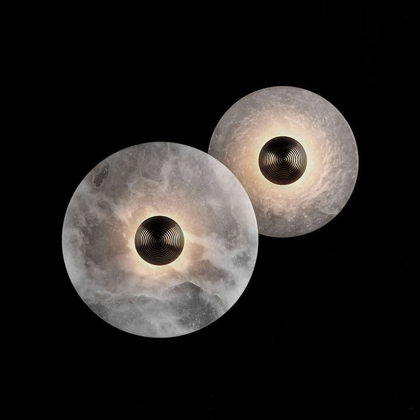 Round Wall Lamp Alabaster Fluted Brass | ventumra
