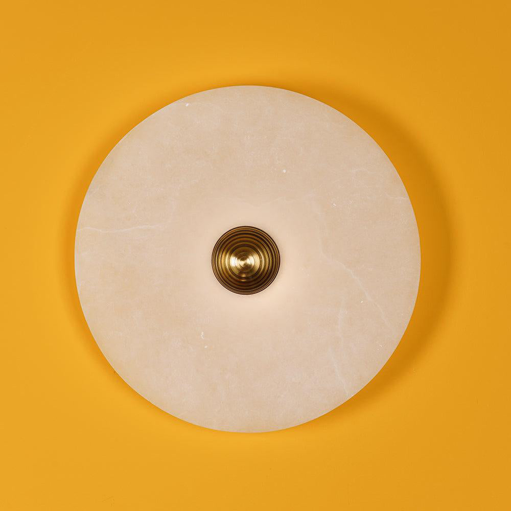 Round Wall Lamp Alabaster Fluted Brass | ventumra