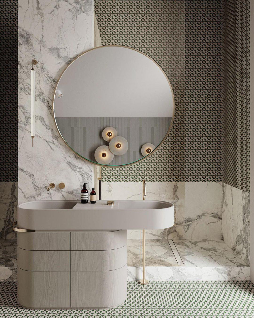 Round Wall Lamp Alabaster Fluted Brass | ventumra