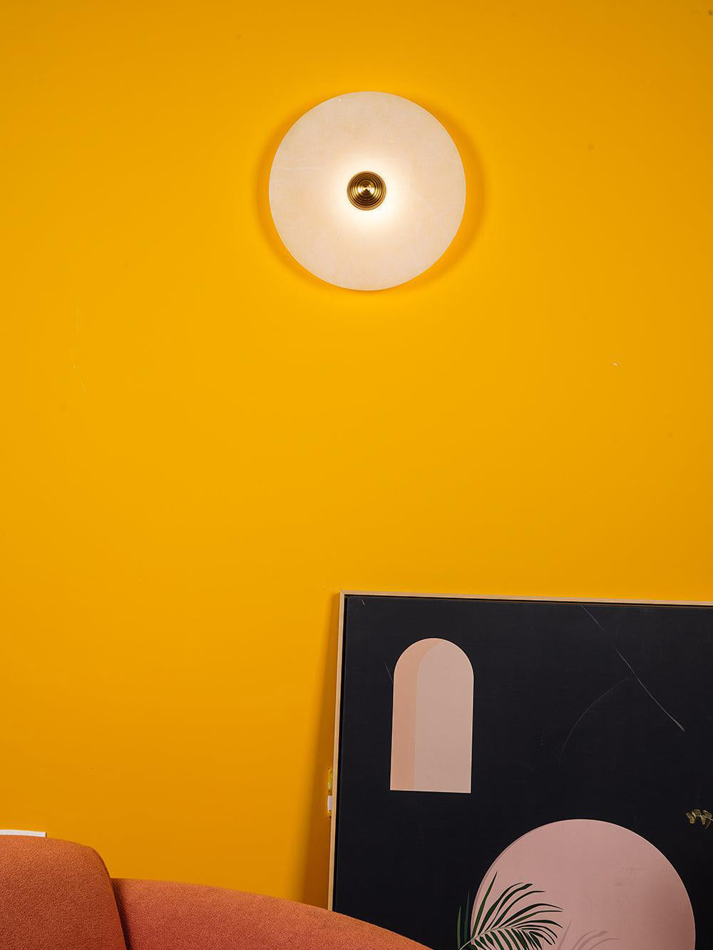 Round Wall Lamp Alabaster Fluted Brass | ventumra