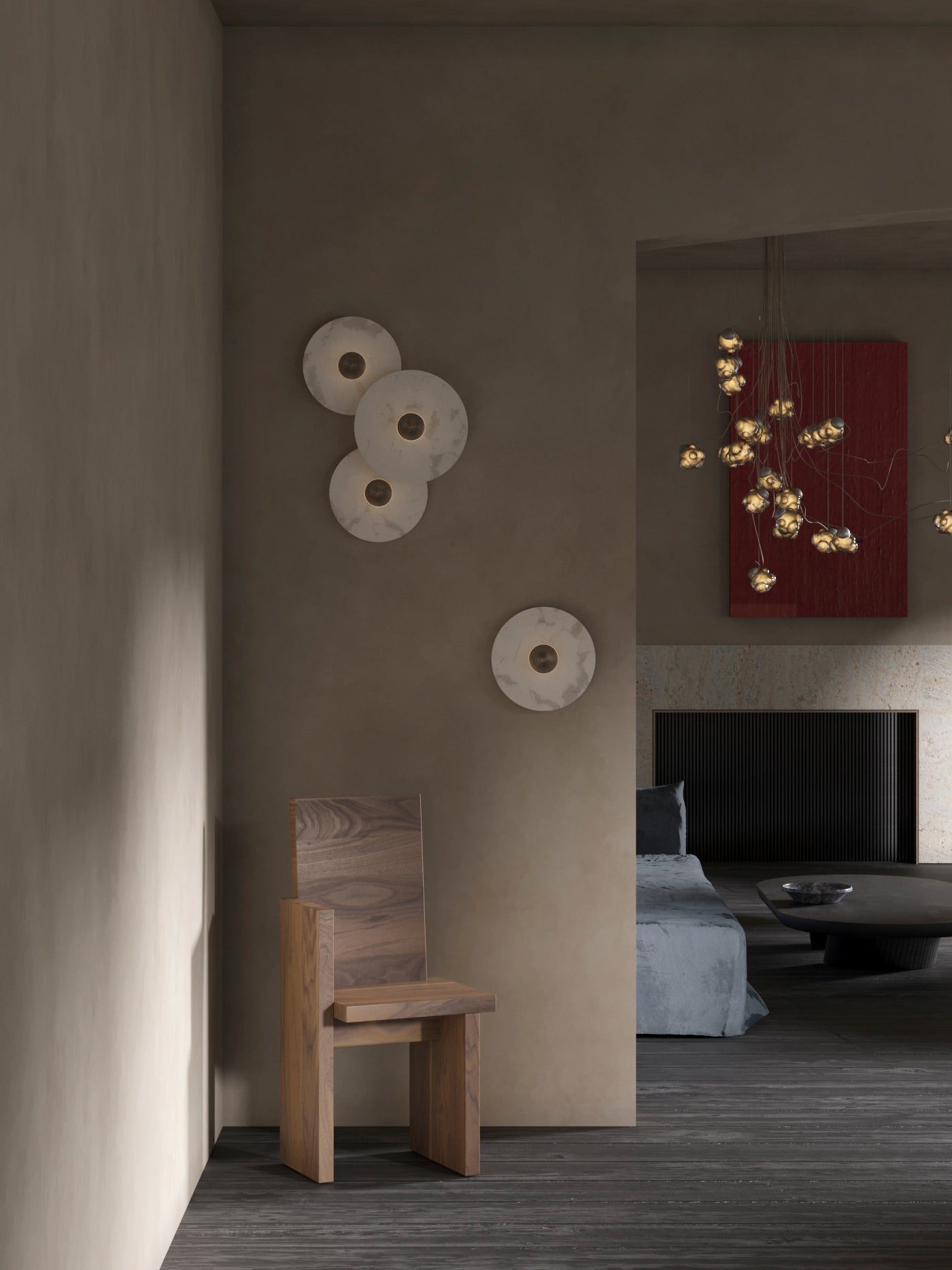 Round Wall Lamp Alabaster Fluted Brass | ventumra