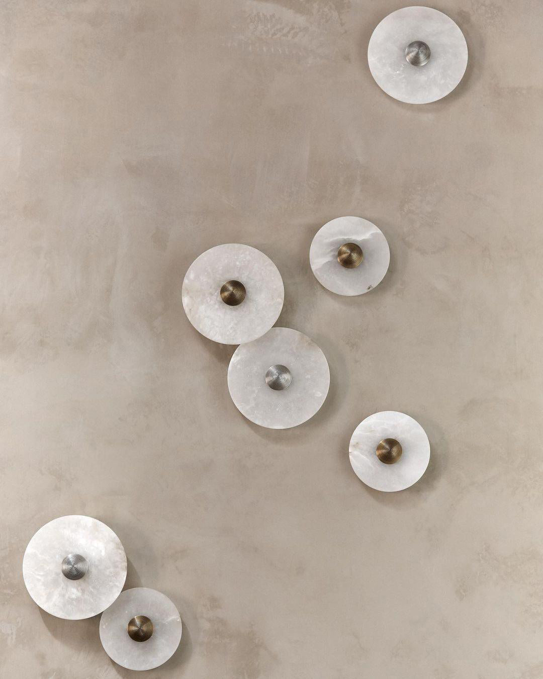 Round Wall Lamp Alabaster Fluted Brass | ventumra