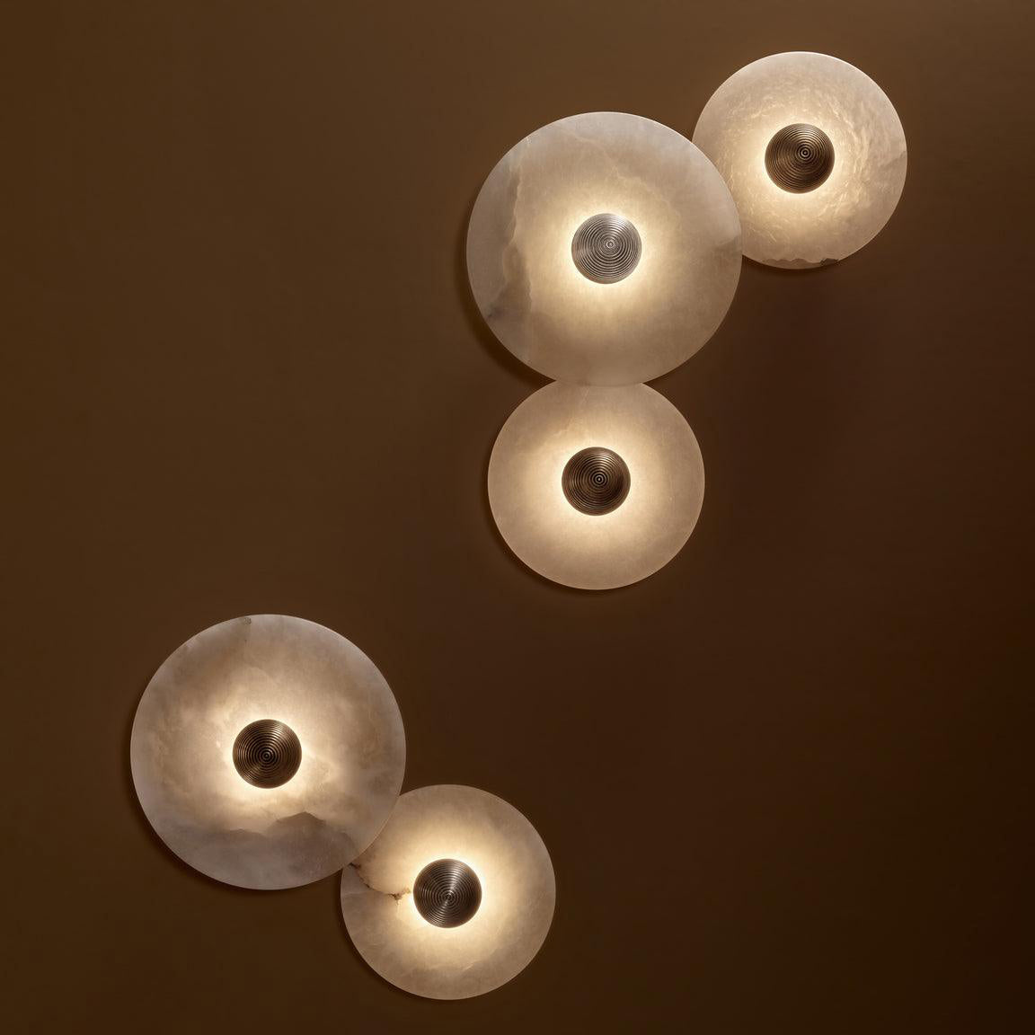 Round Wall Lamp Alabaster Fluted Brass | ventumra
