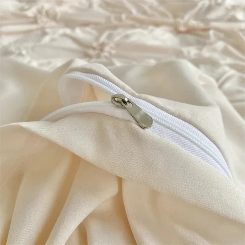 LuxeBloom Set di copripiumino elegante con volant — Biancheria da letto con motivo floreale