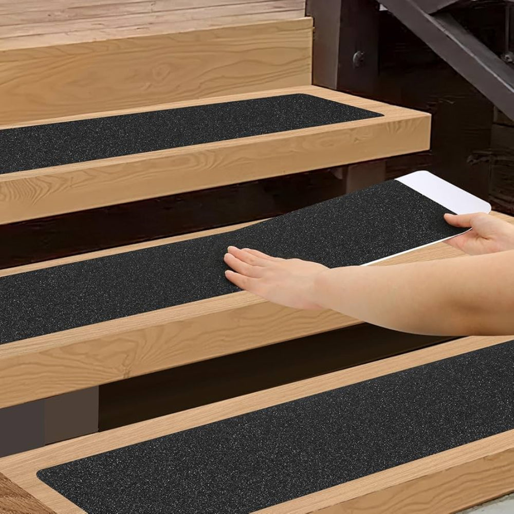 10 Durable Rubber Stair Treads — 80-Grit, 15 x 61 cm