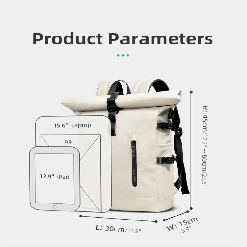 TrailMate Expandable Roll-Top Backpack — Large Capacity, Dedicated Laptop Compartment