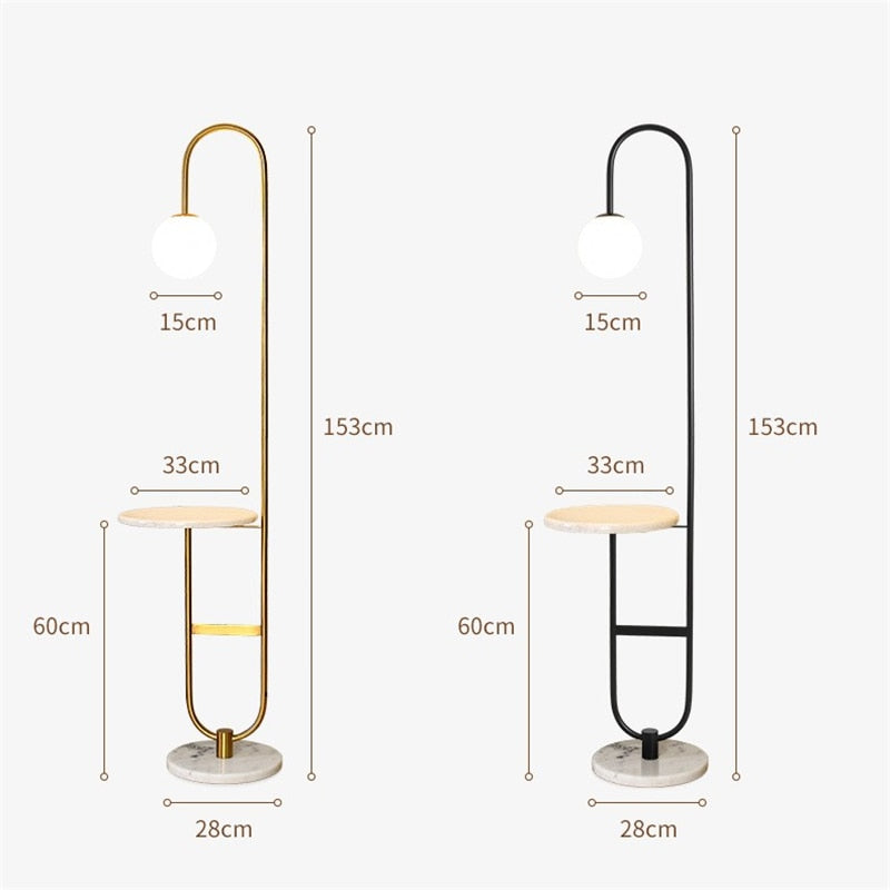 Lynora Nordic LED Floor Lamp With Round Integrated Table