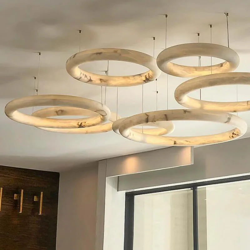 Aurelian Brass Pendant Light With Spanish Marble Orb