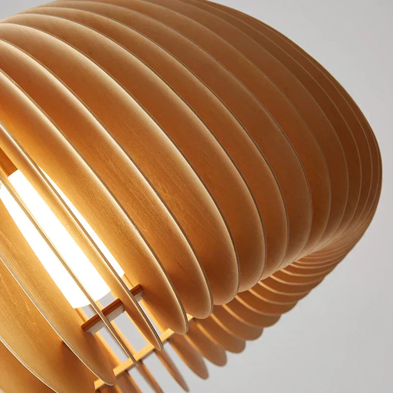 Covewood Harvest Pumpkin Wooden Pendant Light With Adjustable Height