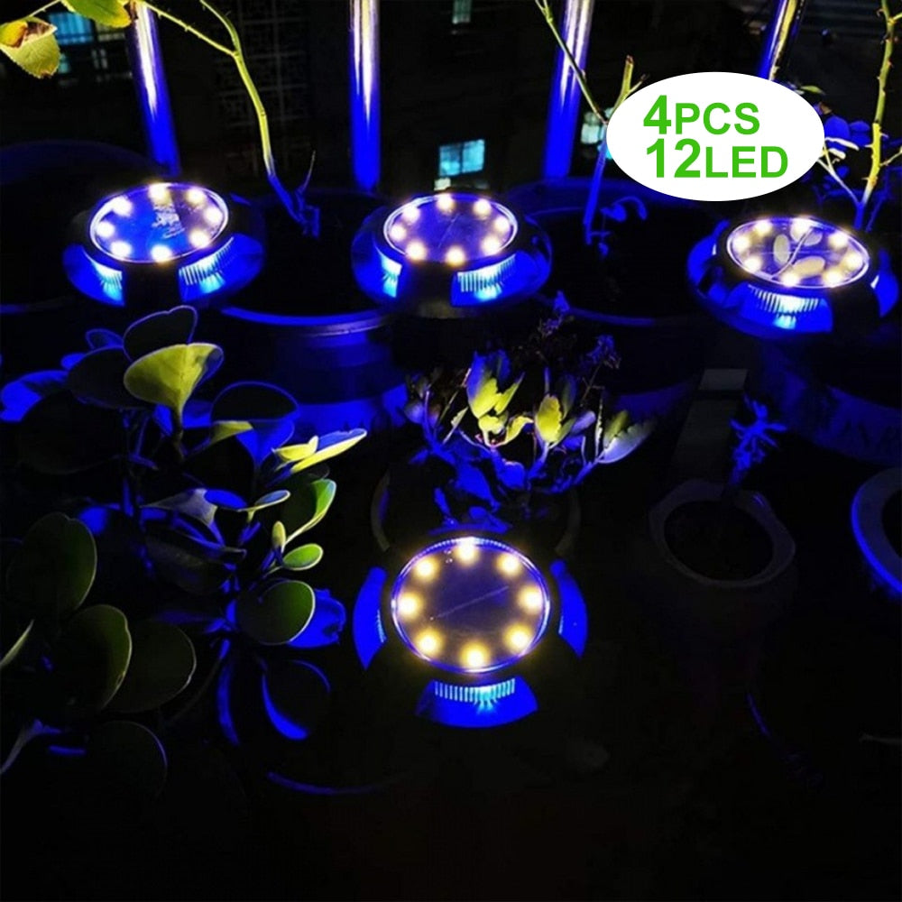 LuminaGard Solar Garden Lights — 12 LED Color-Changing Spotlights