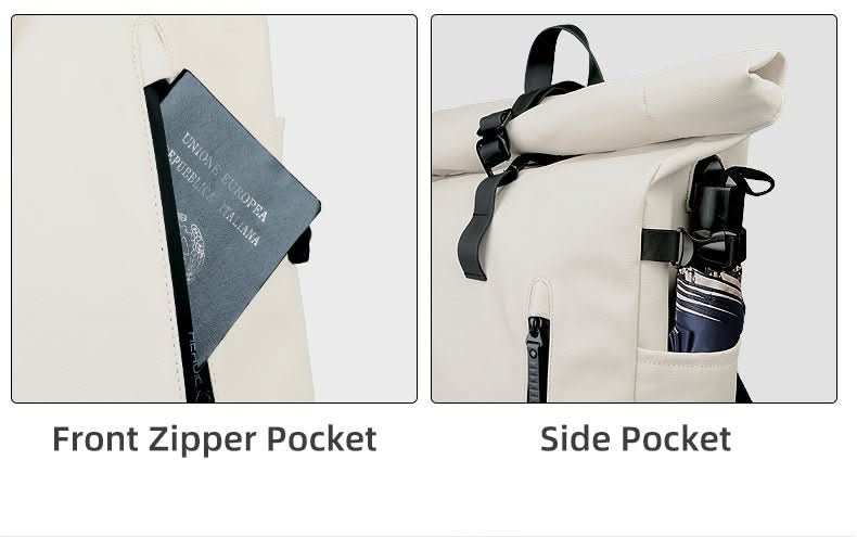 TrailMate Expandable Roll-Top Backpack — Large Capacity, Dedicated Laptop Compartment