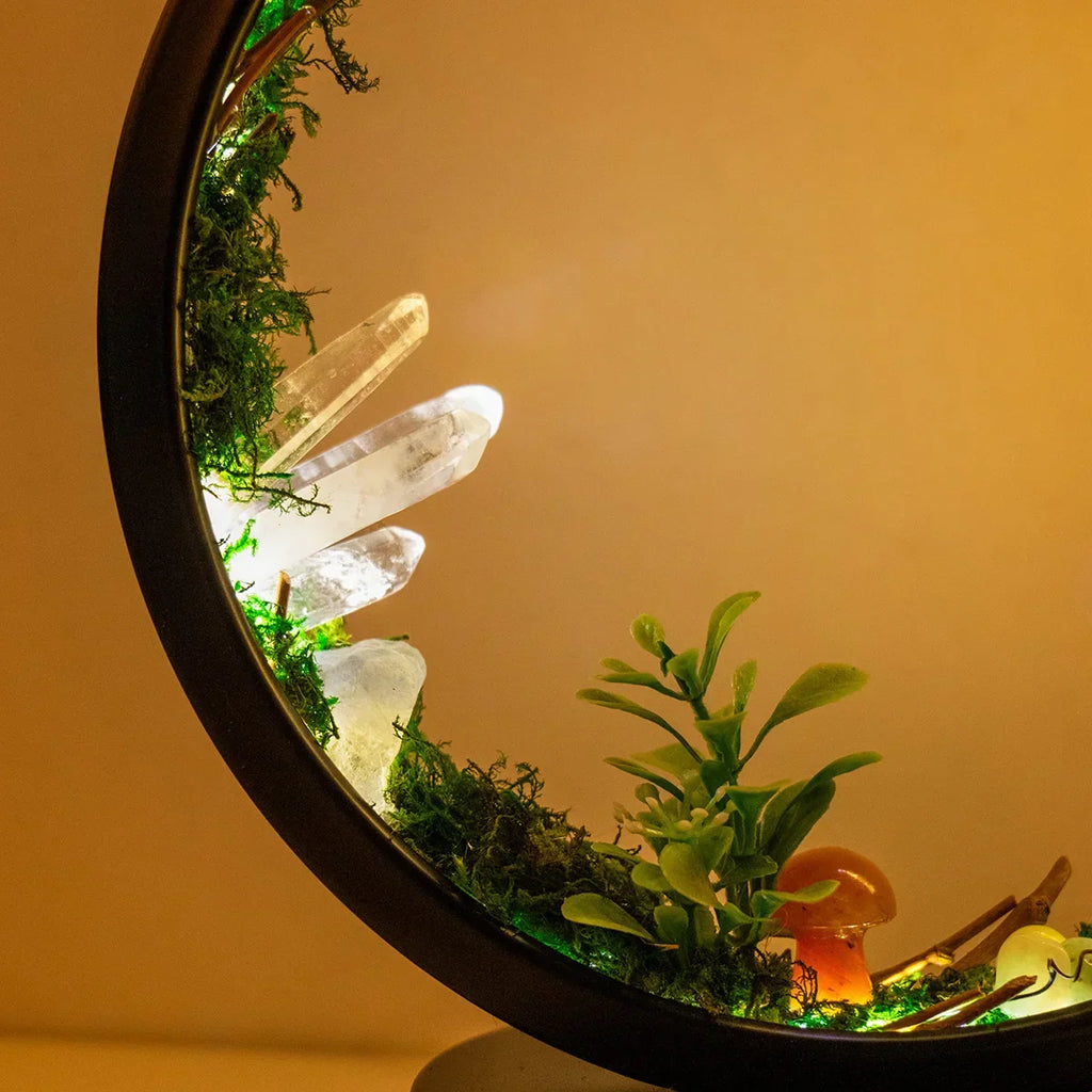 Light Spell Night Light — Round Frame, Plants & Crystals