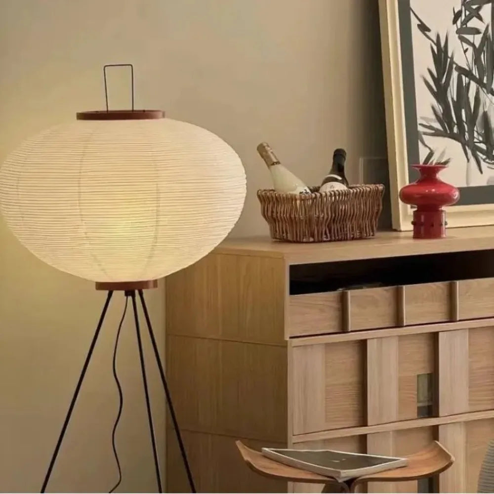 Mirenai Japanese Wabi Sabi Rice Paper Floor Lamp Soft Glow