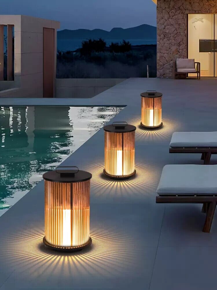 LumaVerde Outdoor Lantern Lamp Waterproof With Ribbed Glass