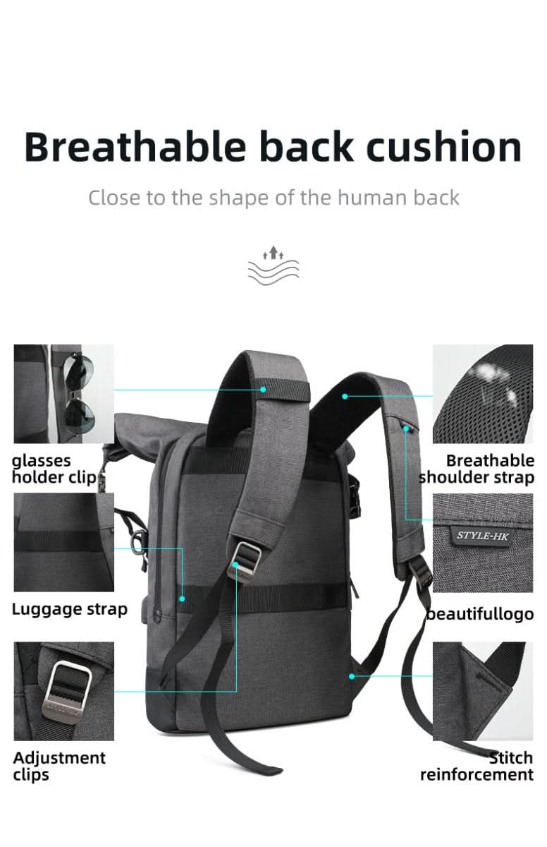 CityTrail Rolltop Backpack — 20 to 35 L Capacity, USB Port