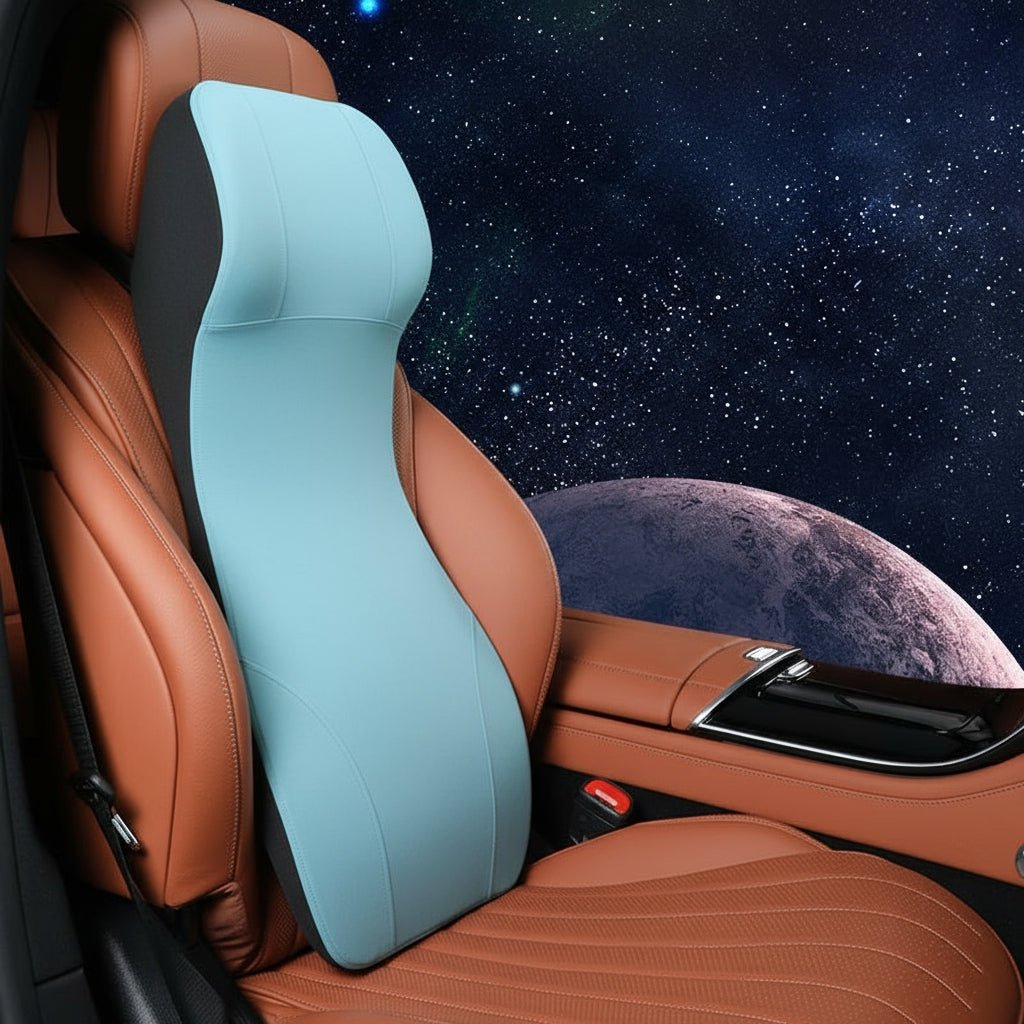 DriveEase Integrated Car Neck and Lumbar Support Cushion — Memory Foam Core