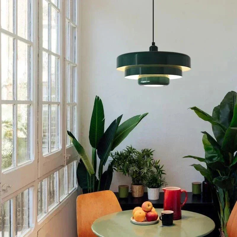 Lumina Three Tier Pendant Light — Macaron Colored Cylindrical Drum Shades