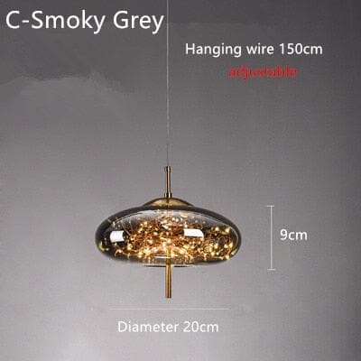 Lyra Nordic Vintage Glass Stone And Steel Pendant Lights Chrome Finish