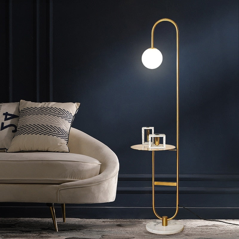 Lynora Nordic LED Floor Lamp With Round Integrated Table
