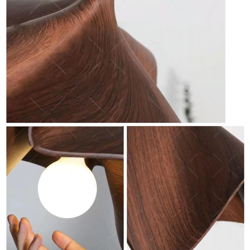 Luxury Black Folded Resin Pendant Light with Adjustable Length and Soft LED Lighting