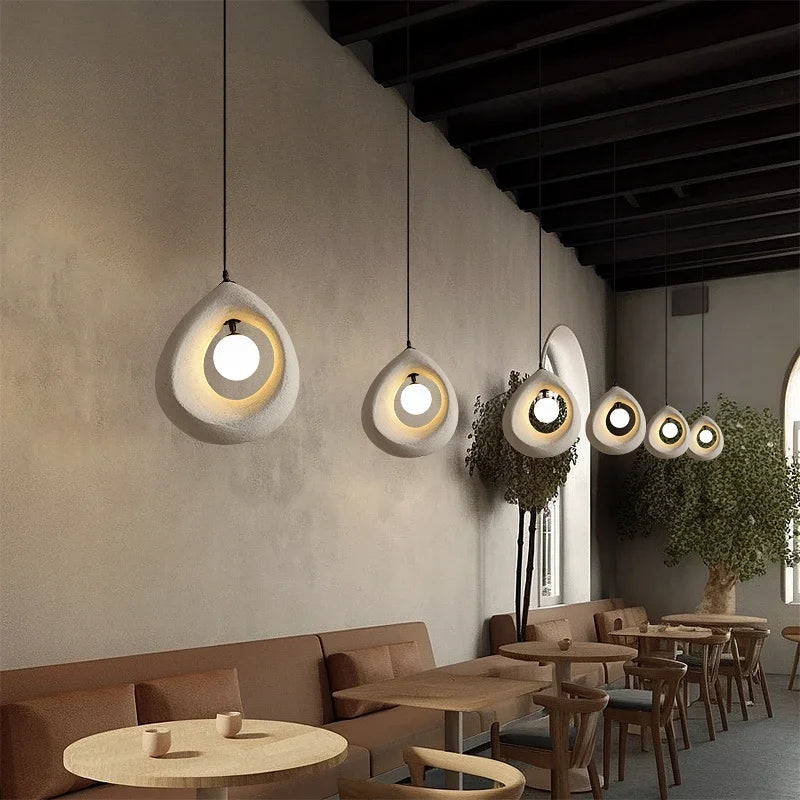 Hikari Resin LED Pendant Light in Japanese Wabi-Sabi Style