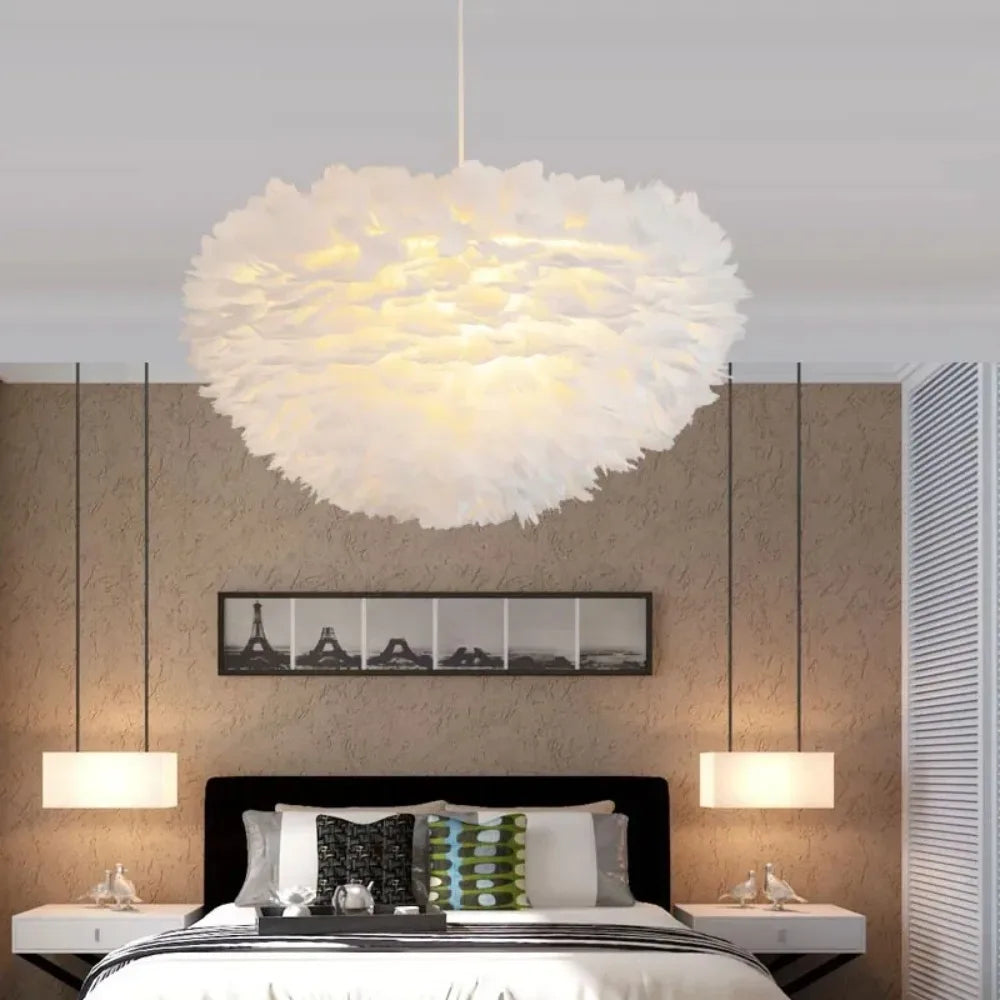 Aeloria | Scandinavian Feather LED Pendant Light Warm Glow